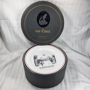 Restoration Hardware The New Yorker Cartoon Cheese PLATES 8" Set of 6 Boxed Apps